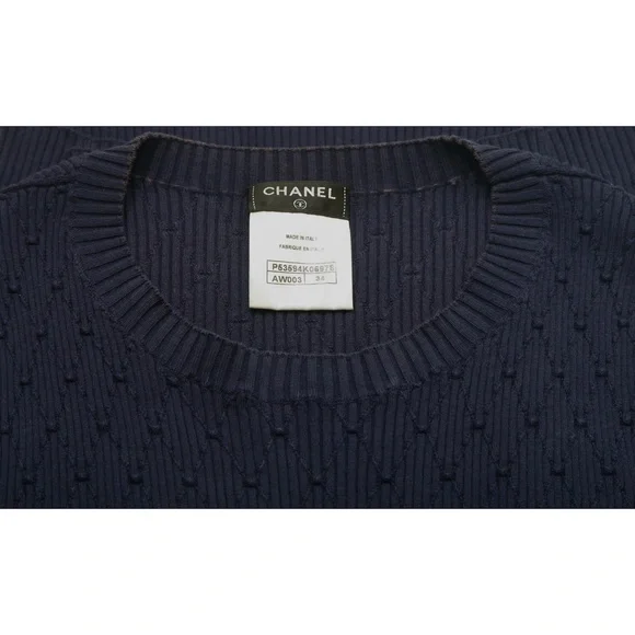 CHANEL シャネル ニット ネイビー 34 CHANEL シャネル ニット ネイビー 34